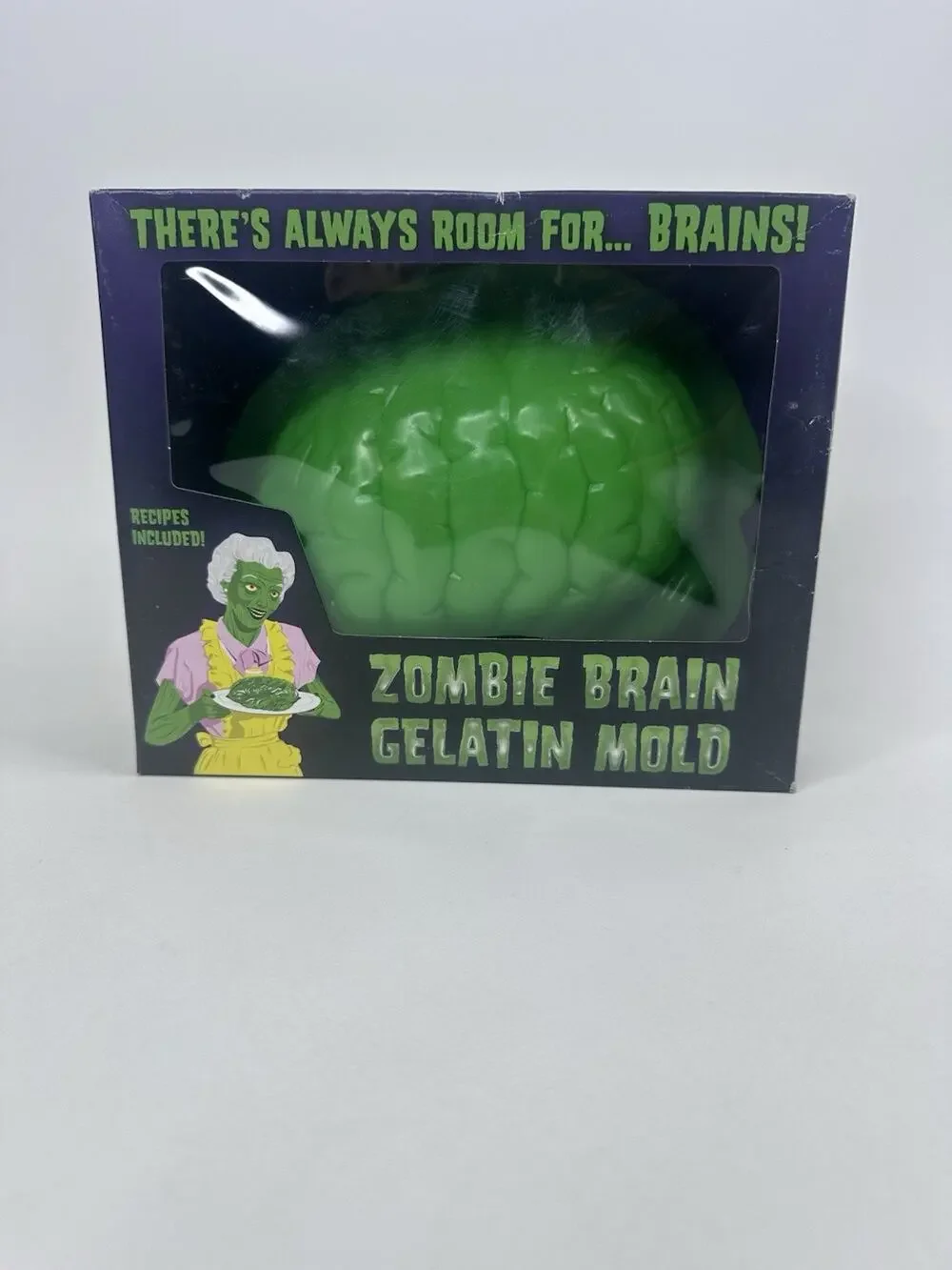 Zombie Brain Jello Mold Halloween Gelatin Maker Green Recipes on Box Neon Green